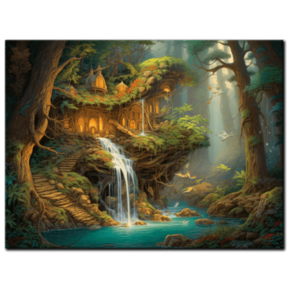 "Haven Amidst Forest Whispers and Waterfalls" © Evelyn Hayes (www.artabsurd.com)﻿ AAA 00277 01