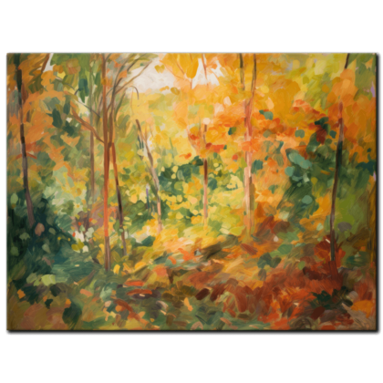 Painting “Autumnal Hues – A Vibrant Impressionistic Study of a Forest” by Marcel Dubois AAA 00236 01