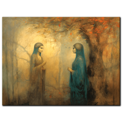 Painting “Cyan Chronicles of the Forest Sisterhood” by Amara Singh AAA 00184 01