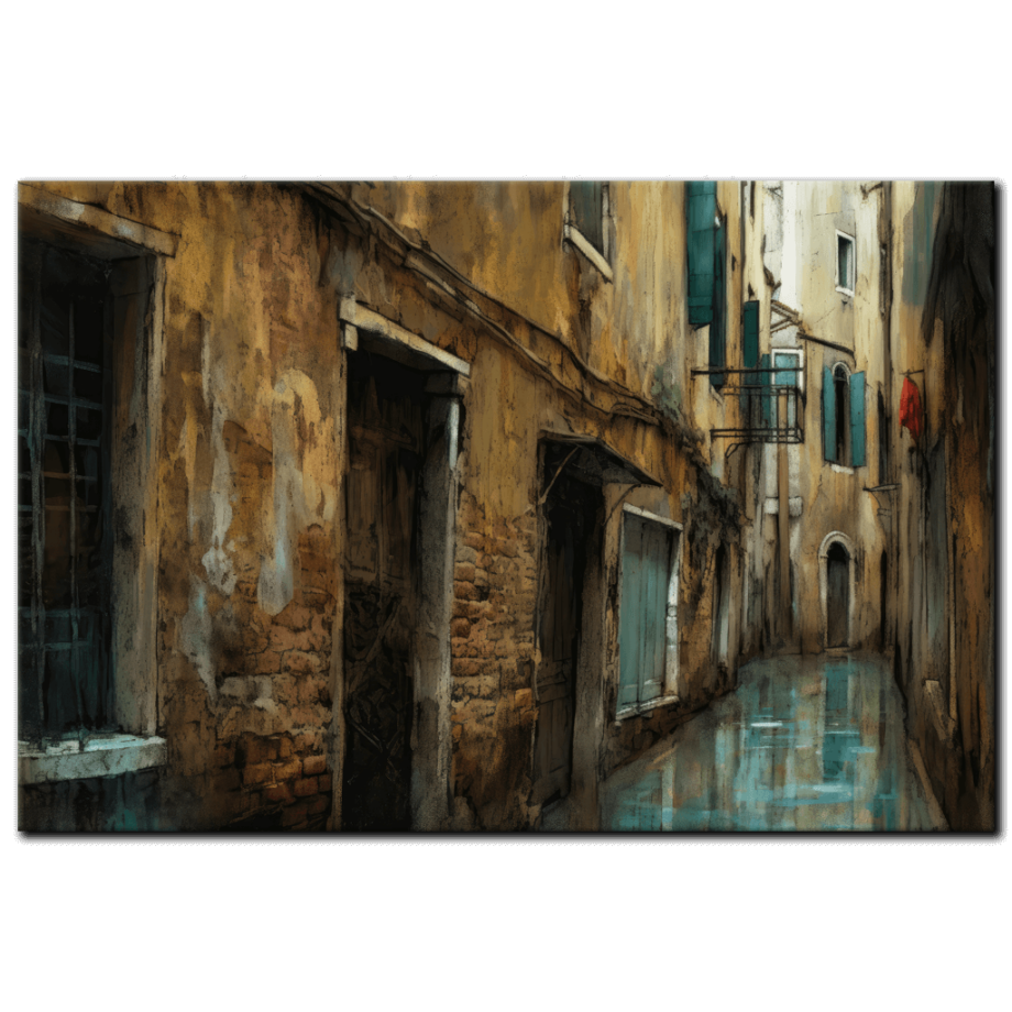 Painting “Cyan Serenity The Forgotten Alley” by Sofia Moretti AAA 00052 01