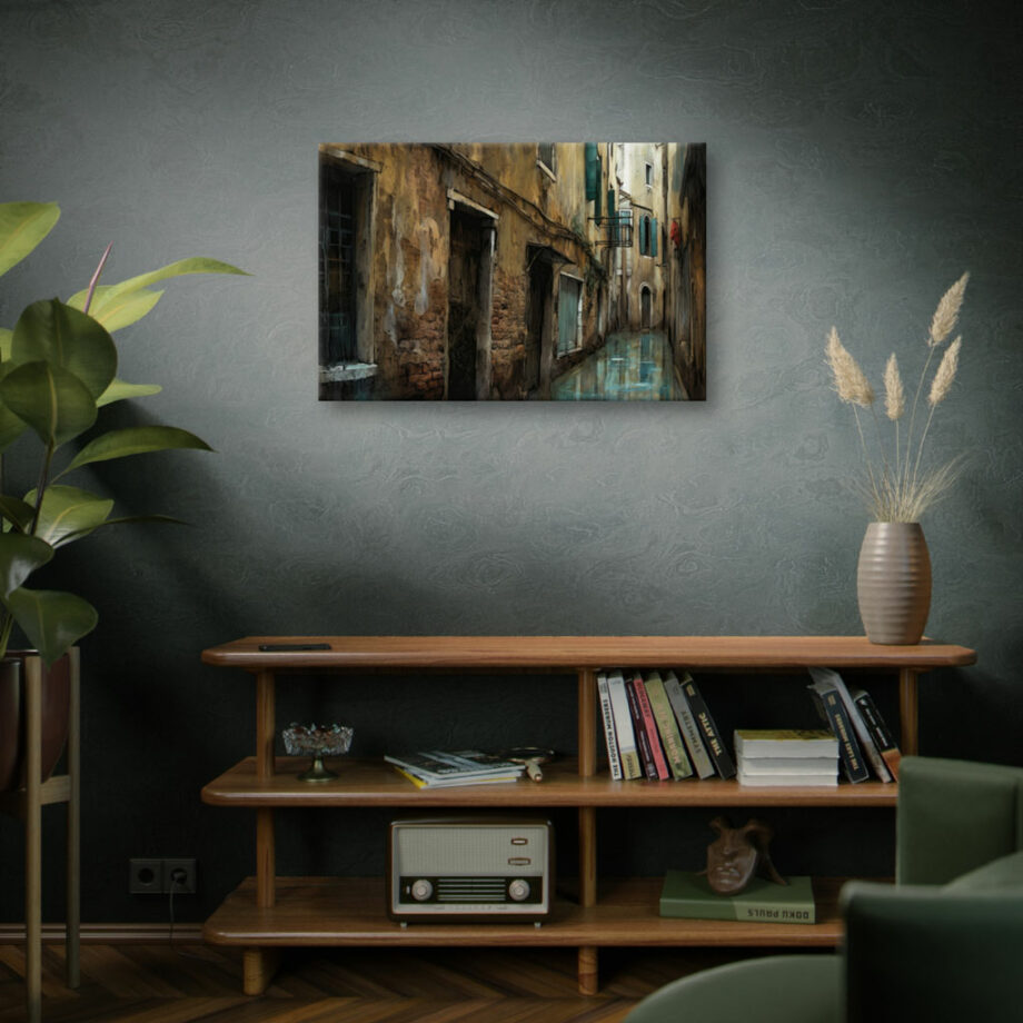 Painting “Cyan Serenity The Forgotten Alley” by Sofia Moretti AAA 00052 06