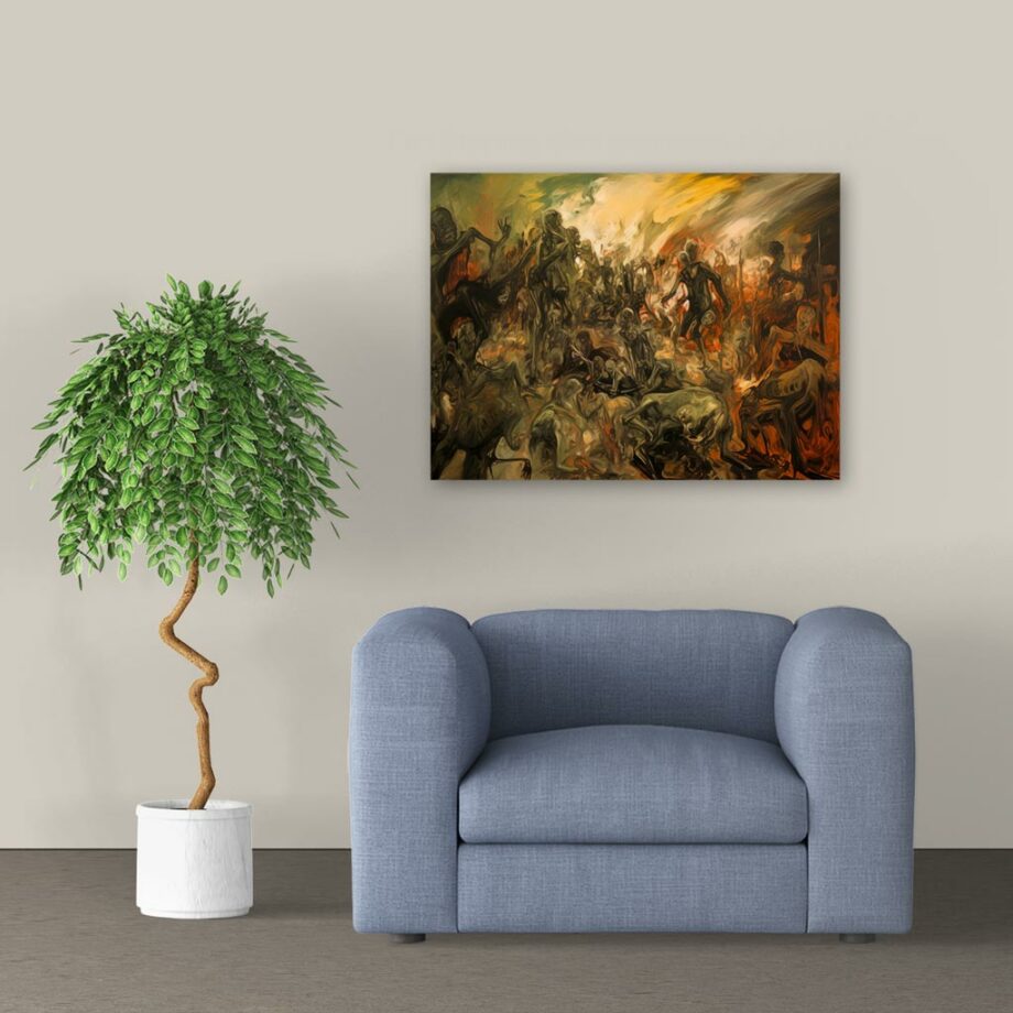 Painting “Fiery Gaze The Mbole War Scene” by Wilhelm Krause AAA 00156 02