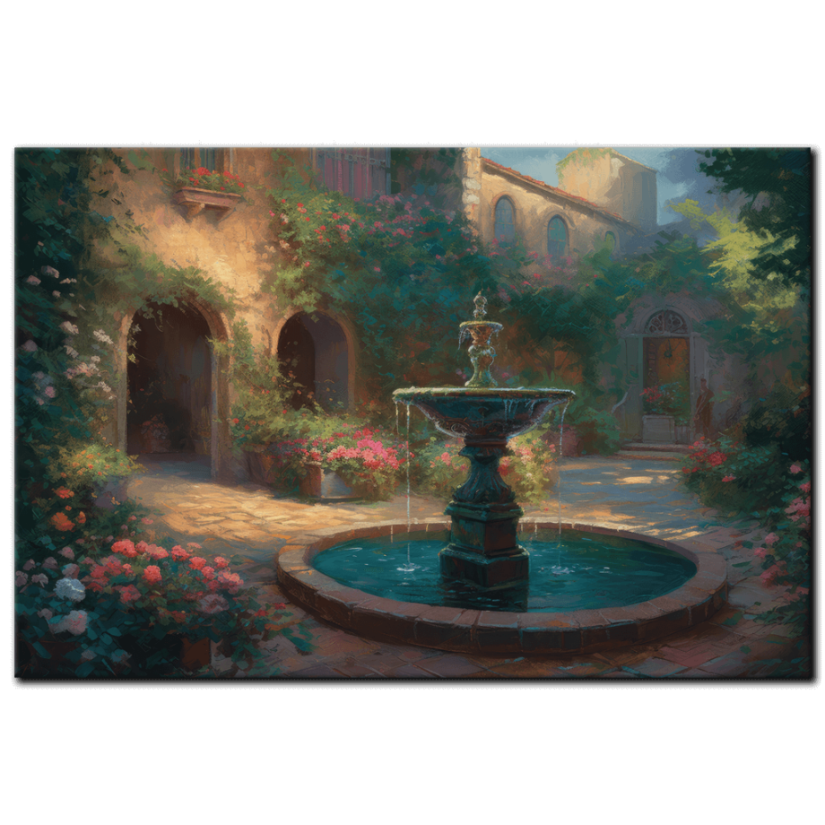Painting “Fountain Reverie The Courtyard Oasis” by Sofia Moretti AAA 00060 01