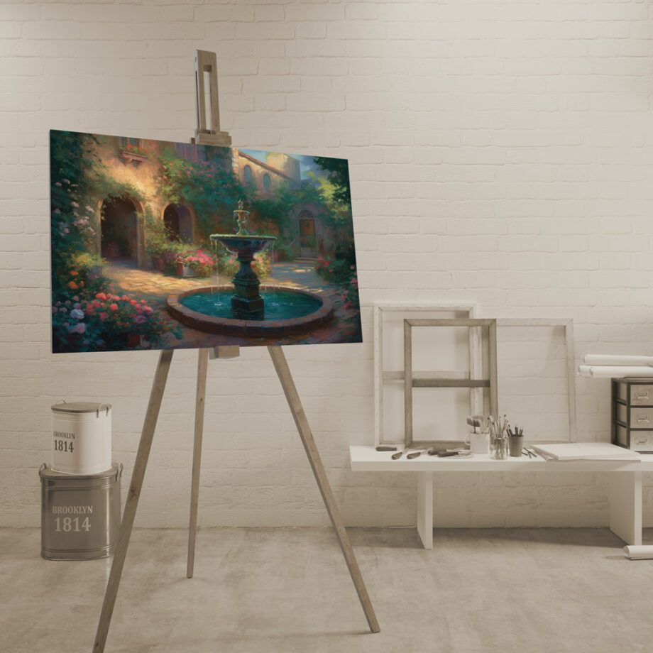Painting “Fountain Reverie The Courtyard Oasis” by Sofia Moretti AAA 00060 03