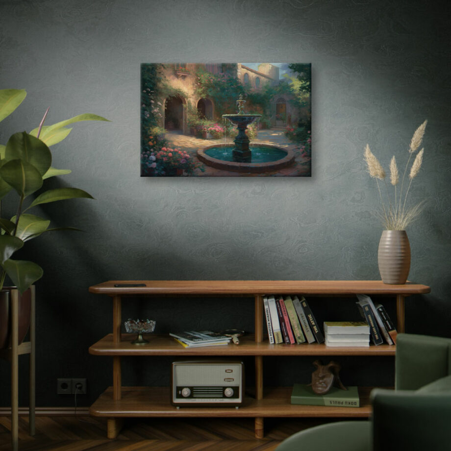 Painting “Fountain Reverie The Courtyard Oasis” by Sofia Moretti AAA 00060 06