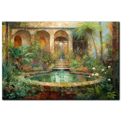 Painting “Garden Whispers The Fountain’s Secret” by Sofia Moretti AAA 00070 01
