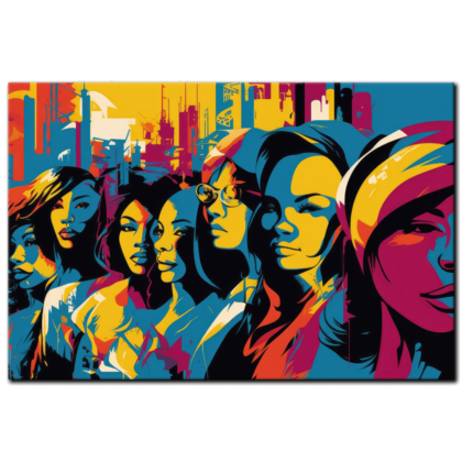 Painting “Glass City Sisterhood The Colorful Urban Ensemble” by Mateo Torres AAA 00136 01