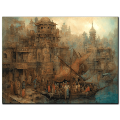 Painting “Golden Veins of the Ancient City Waterways” by Amara Singh AAA 00189 01