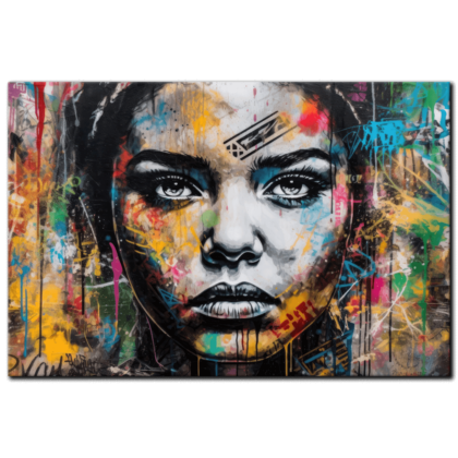 Painting “Graffiti Gaze The Girl’s Bronze and Black Portrait” by Mateo Torres AAA 00138 01