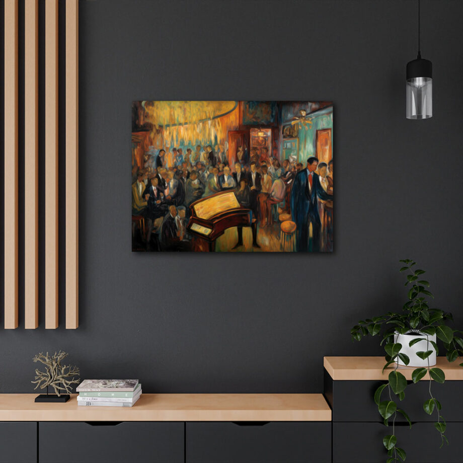 Painting “Harmony in Teal – An Expressionist Portrait of a Piano Bar” by Marcel Dubois AAA 00230 04