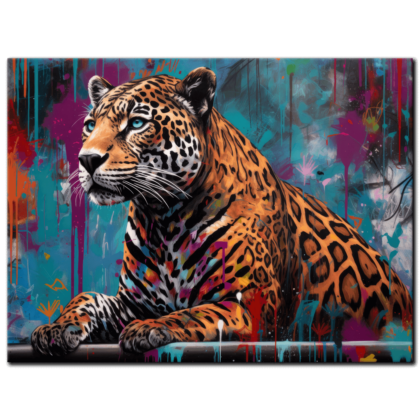 Painting “Jaguar’s Chromatic Sgrafitto Journey” by Liam O’Connor AAA 00247 01
