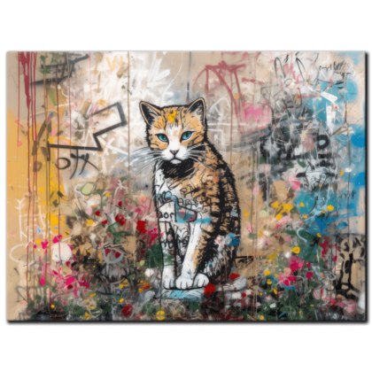 Painting “Kathleen’s Feline Floralpunk on Rusty Canvas” by Liam O’Connor AAA 00257 01
