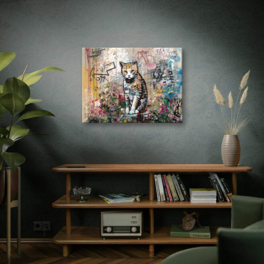Painting “Kathleen’s Feline Floralpunk on Rusty Canvas” by Liam O’Connor AAA 00257 06