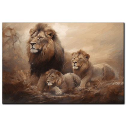 Painting “Lions’ Family Portrait” by Malik Diouf AAA 00090 01