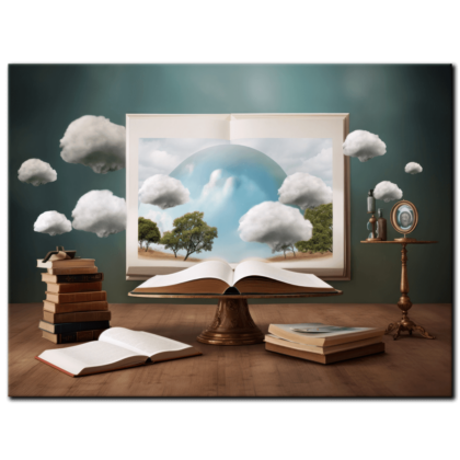 Painting “Literary Levity The Book and the Clouds Dance” by Luka Novak AAA 00206 01