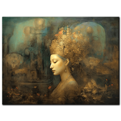 Painting “Mysteries Encrusted in the Gold Crowned Lady” by Amara Singh AAA 00174 01