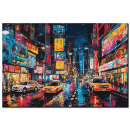 Painting “Neon Nocturne Time Square’s Acrylic Dreams” by Mateo Torres AAA 00133 01