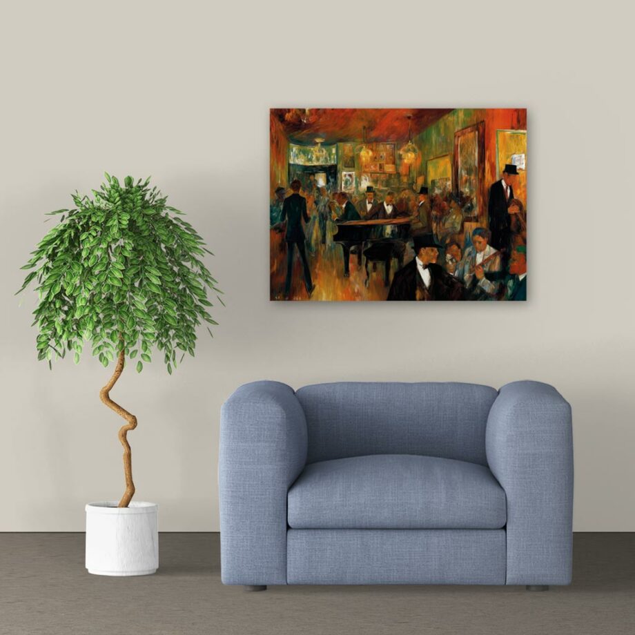 Painting “Nightlife Melody – A Large scale Impression of a Musical Bar Scene” by Marcel Dubois AAA 00237 02