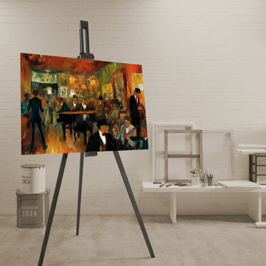 Painting “Nightlife Melody – A Large scale Impression of a Musical Bar Scene” by Marcel Dubois AAA 00237 03