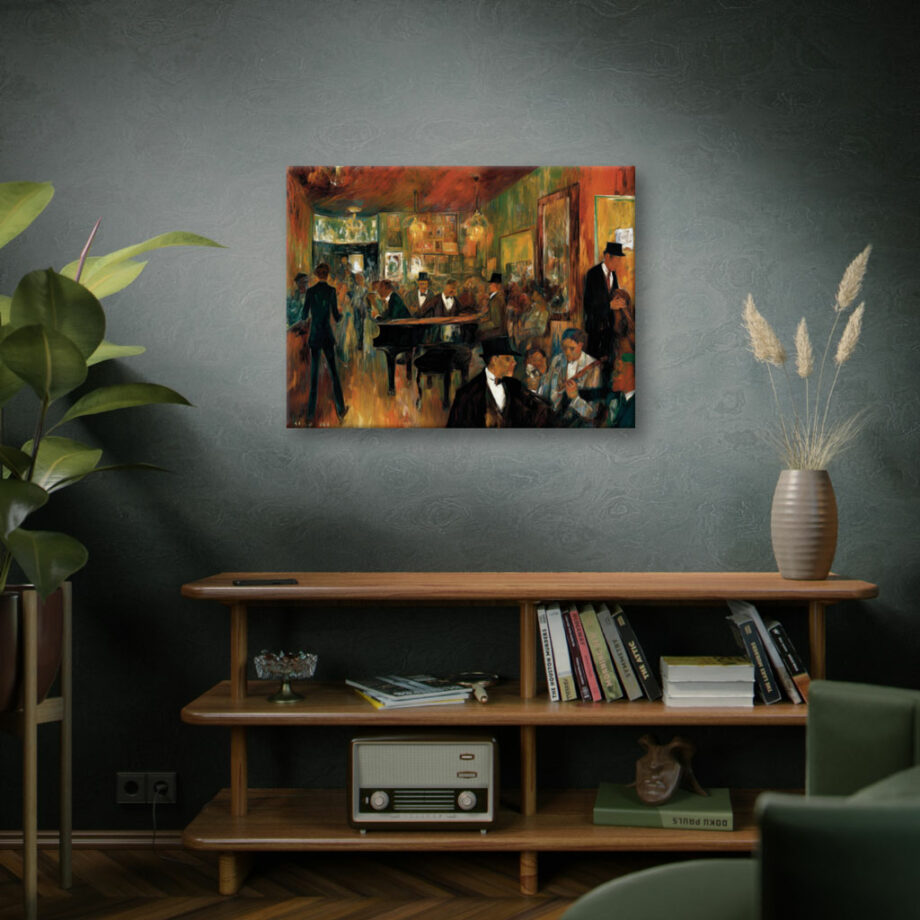 Painting “Nightlife Melody – A Large scale Impression of a Musical Bar Scene” by Marcel Dubois AAA 00237 06