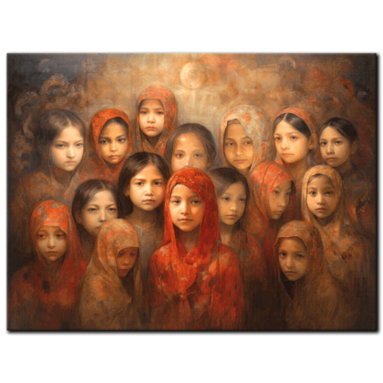 Painting “Orange Headscarf Diaries, Portraits of Innocence” by Amara Singh AAA 00185 01