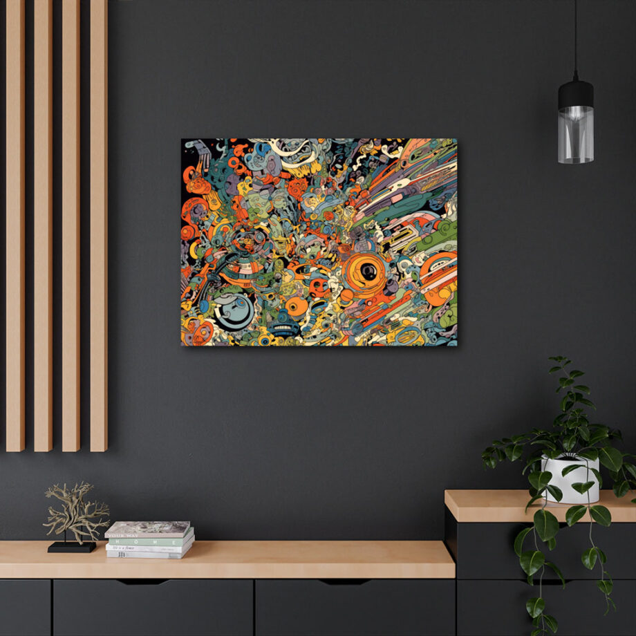 Painting “Psychedelic Spaceship Doodles in Orange Cosmos” by Liam O’Connor AAA 00261 04