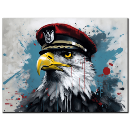 Painting “Red Cap Eagles in Punk Soldier Skies” by Liam O’Connor AAA 00244 01