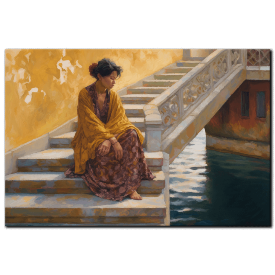Painting “Serenity’s Edge Contemplation by the Water” by Sofia Moretti AAA 00054 01