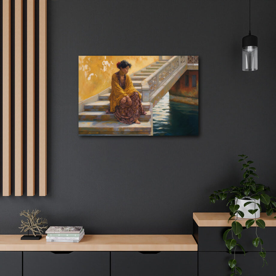 Painting “Serenity’s Edge Contemplation by the Water” by Sofia Moretti AAA 00054 04