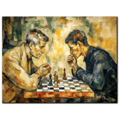 Painting “Stalemate – An Impressionist Study of Strategy and Connection” by Marcel Dubois AAA 00217 01