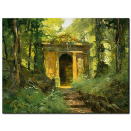 Painting “Timeless Whispers – A Classicist Portrait of Forest Ruins” by Marcel Dubois AAA 00224 01