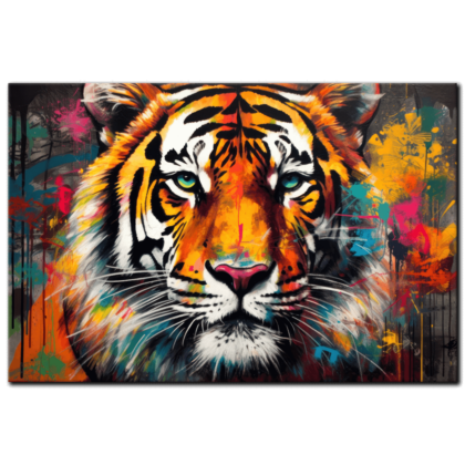 Painting “Urban Jungle A Tiger’s Technicolor Prowl” by Mateo Torres AAA 00120 01