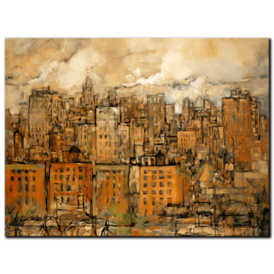 Painting “Urban Tapestry – Joseph Lorusso’s Impression of Cloud Capped Cityscapes” by Marcel Dubois AAA 00222 01