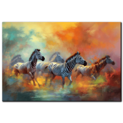 Painting “Zebras in Motion” by Malik Diouf AAA 00092 01