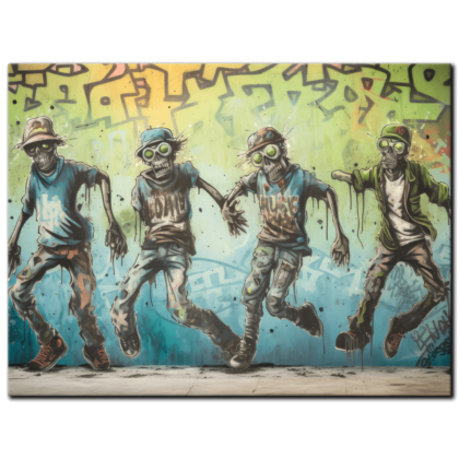 Painting “Zombie Quartet on the Metallic Wall” by Liam O’Connor AAA 00249 01